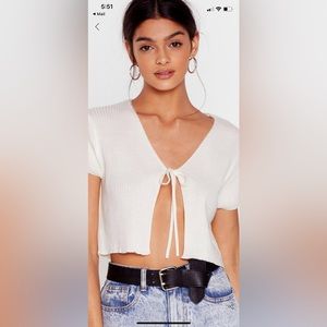 Cropped front tie cardigan